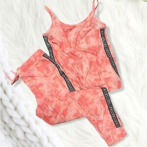 Juicy Couture Y2K Terry Cloth PJ Set neon peach tie dye print size Large